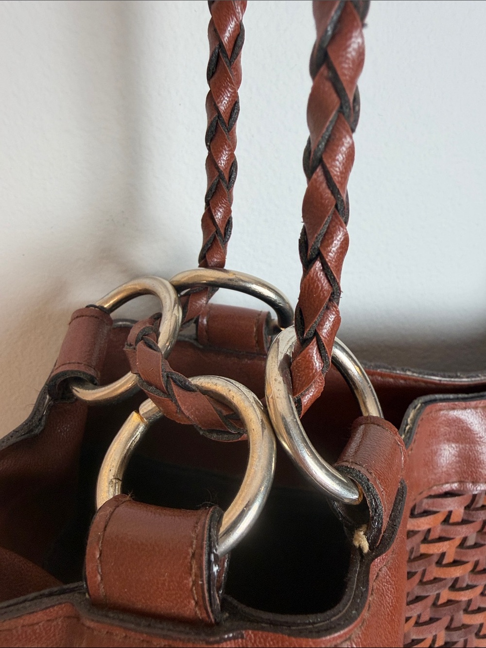 Vintage Boho Woven Brown Bag with Braided Strap - Picture 4 of 16